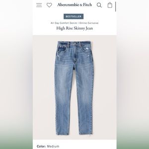 Abercrombie & Fitch The Skinny High Rise Medium Wash Size 27/4XS